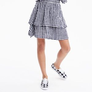 Madewell gingham tiered mini skirt size small